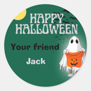 Süßer Geist Kürbis Frohes Halloween Personalisiert Runder Aufkleber