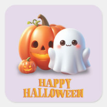 Süßer Geist & Kürbis Frohes Halloween Quadratische