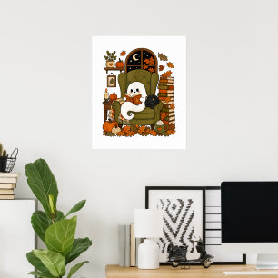 Süßer Geist liest Buch schwarze Katze Herbst Kürbi Poster