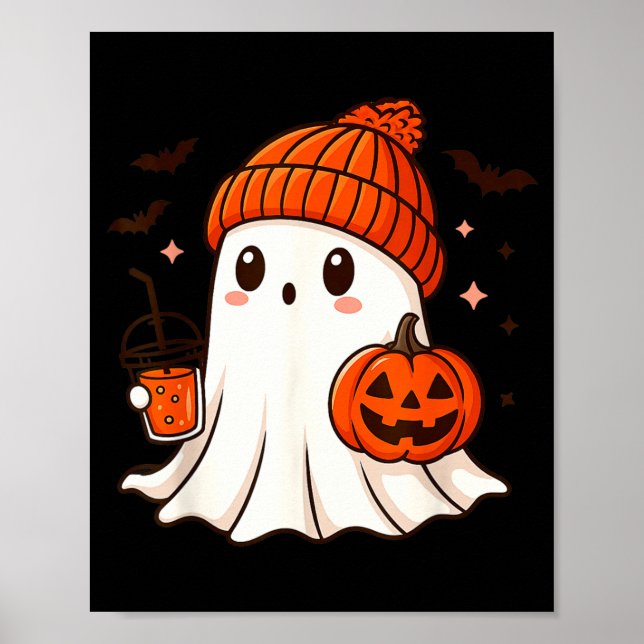 Süßer Geist mit Beanie, der Kürbis-Kaffee hält Poster (Vorne)
