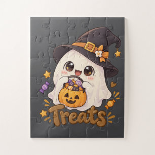 Süßer Geist mit einem Süßigkeitenkorb – Halloween-