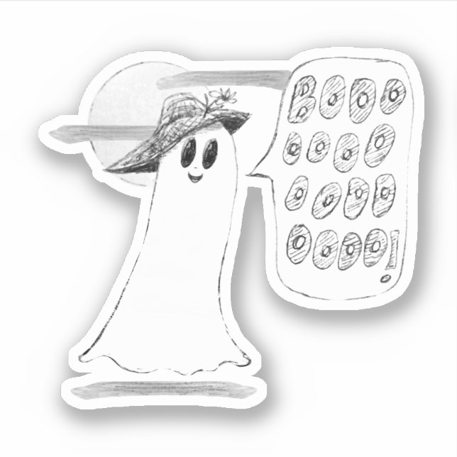 Süßer Geist mit Häubchen Halloween Aufkleber (Vorderseite)