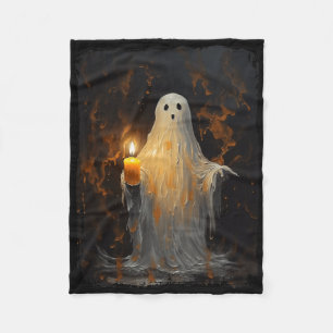 Süßer Geist mit Kerze Lustiger Halloween-Gothic-Vi Fleecedecke