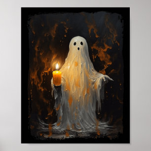 Süßer Geist mit Kerze Lustiger Halloween Gothic Vi Poster