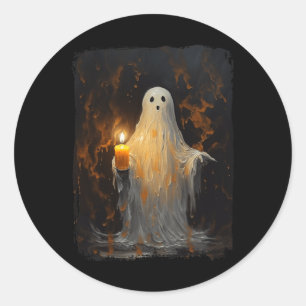 Süßer Geist mit Kerze Lustiger Halloween-Gothic-Vi Runder Aufkleber