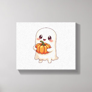 Süßer Geist mit Kürbis – Lustiges Halloween Leinwanddruck