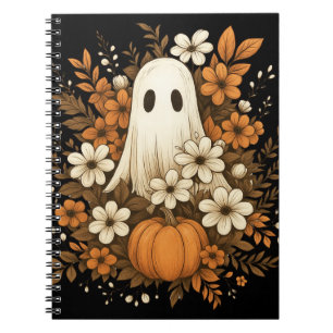 Süßer Geist mit Kürbis und Herbstblumen – Hallowee Notizblock