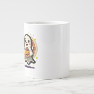 Süßer Geist mit Kürbiskübel Retro-Halloween Jumbo-Tasse