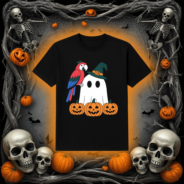 Süßer Geist mit Piratenpapagei Halloween T-Shirt (Von Creator hochgeladen)