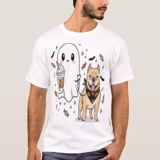 Süßer Geist Pitbull Hund Pug Kaffee Halloween Kost T-Shirt