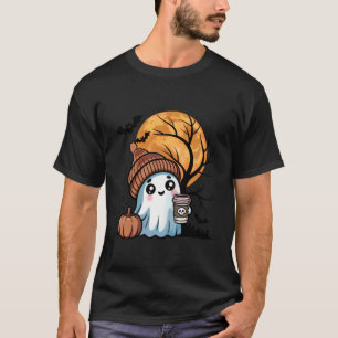 Süßer Geist trinkt Kaffee Halloween-Geist Eis Cof T-Shirt