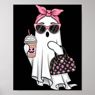 Süßer Geist trinkt Kaffee Halloween-Geist-Eis Poster