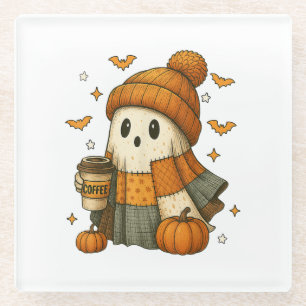 Süßer Geist trinkt Kaffee Halloween  Glasuntersetzer