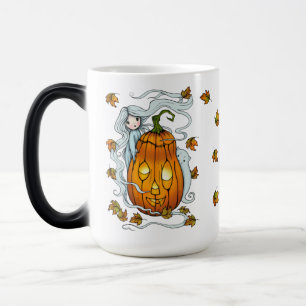 Süßer Geist und Jack-o-Lantern fallende Blätter Verwandlungstasse