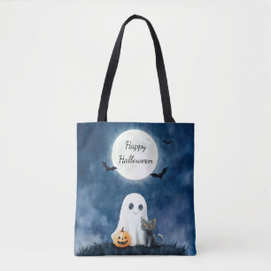 Süßer Geist und schwarze Katze Halloween Tasche