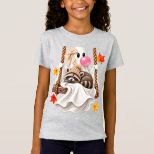 Süßer Geist-Waschbär-Herbst-Schaukel-Ahornblätter  T-Shirt