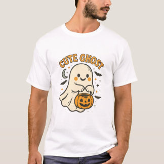 Süßer Geister-Kürbis Halloween Retro-Art T-Shirt