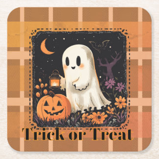 Süßer Geister-Trick-or-Treat-Halloween-Süßigkeiten Rechteckiger Pappuntersetzer