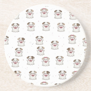 Süßer Geisterhund Halloween-Bandana Rosa Schleife  Getränkeuntersetzer