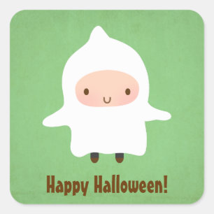 Süßer Geistjunge nicht so gruselig Halloween Quadratischer Aufkleber