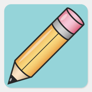 Süßer gelber Cartoon-Bleistift Quadratischer Aufkleber