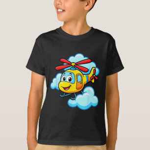 Süßer gelber Cartoon-Hubschrauber lustiger Chopper T-Shirt