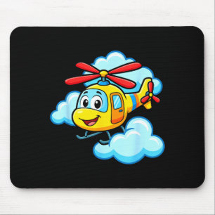 Süßer gelber Cartoon-Hubschrauber lustiger Helikop Mousepad
