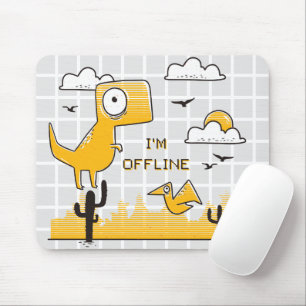 Süßer gelber Dinosaurier "ICH BIN OFFLINE" Gitter- Mousepad