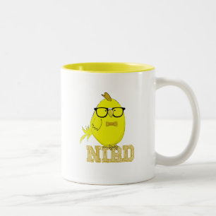Süßer gelber Nerd-Vogel Zweifarbige Tasse