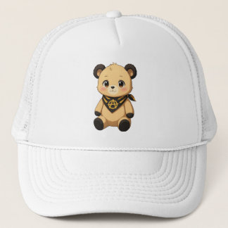 Süßer gelber und schwarzer Ancap-Teddybär Truckerkappe