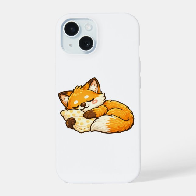 Süßer gemütlicher schlafender Fuchs iPhone 15 Hülle (Rückseite)