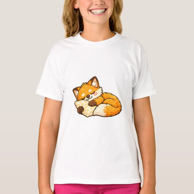 Süßer gemütlicher schlafender Fuchs T-Shirt (Vorderseite)