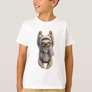 Süßer gemütlicher Winterfaultier-Kinder T-Shirt
