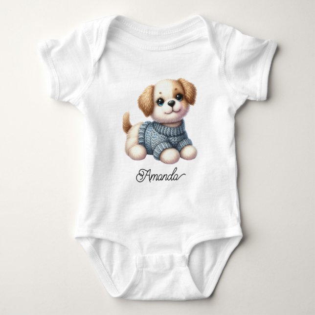 Süßer gestrickter Welpe Baby Strampler (Vorderseite)