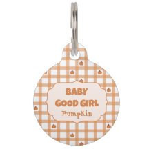 Süßer Gingham-Baby-Girl mit Kürbis