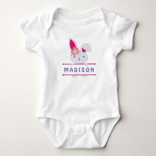 Süßer, girly Osterhase personalisierter Name Baby Strampler