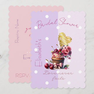 Süßer Glaube Pastell Kirschschleife Blumen Cupcake Einladung