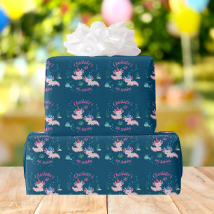 Süßer glücklicher Axolotl Name und Alter Geburtsta Geschenkpapier