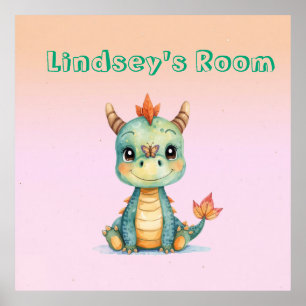 Süßer glücklicher Baby-Drache  Poster