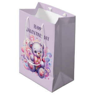 Süßer glücklicher Bär zum Valentinstag Mittlere Geschenktüte