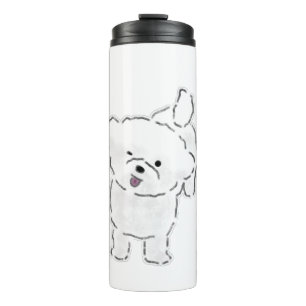 Süßer glücklicher Bichon Frise Welpe streckt die Z Thermosbecher