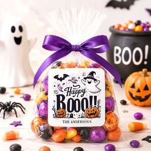 Süßer glücklicher Boo Halloween-Geist-Kürbis-Anhän Quadratischer Aufkleber