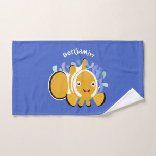 Süßer glücklicher Clownfisch Anemonen Cartoon Badhandtuch Set