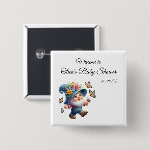 Süßer glücklicher Gnom mit Schmetterling Baby Show Button