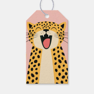 Süßer glücklicher lächelnder wilder Leopard Cartoo Geschenkanhänger