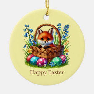 Süßer glücklicher Osterfuchs Keramik Ornament