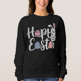 Süßer glücklicher Osterhase & bunte Eier Typografi Sweatshirt