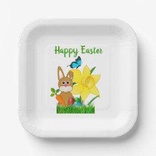 Süßer glücklicher Osterhase Kaninchen Feierparty  Pappteller