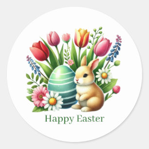 Süßer glücklicher Osterhase  Runder Aufkleber