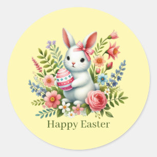 Süßer glücklicher Osterhase Runder Aufkleber